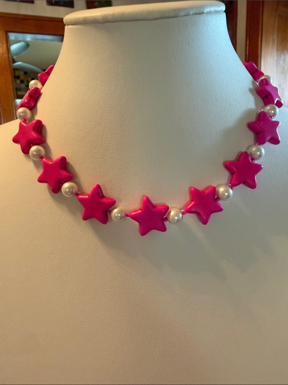 Audrey Limoges Collection Pink Star & Pearl Bead Necklace